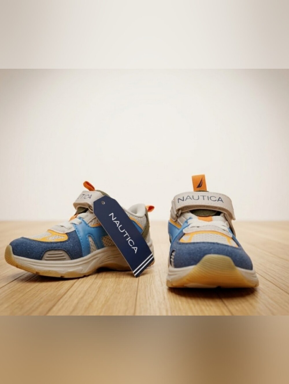 NEW! Nautica Baby Boys Blue and Orange Athletic Sneakers Sz 5 NWT